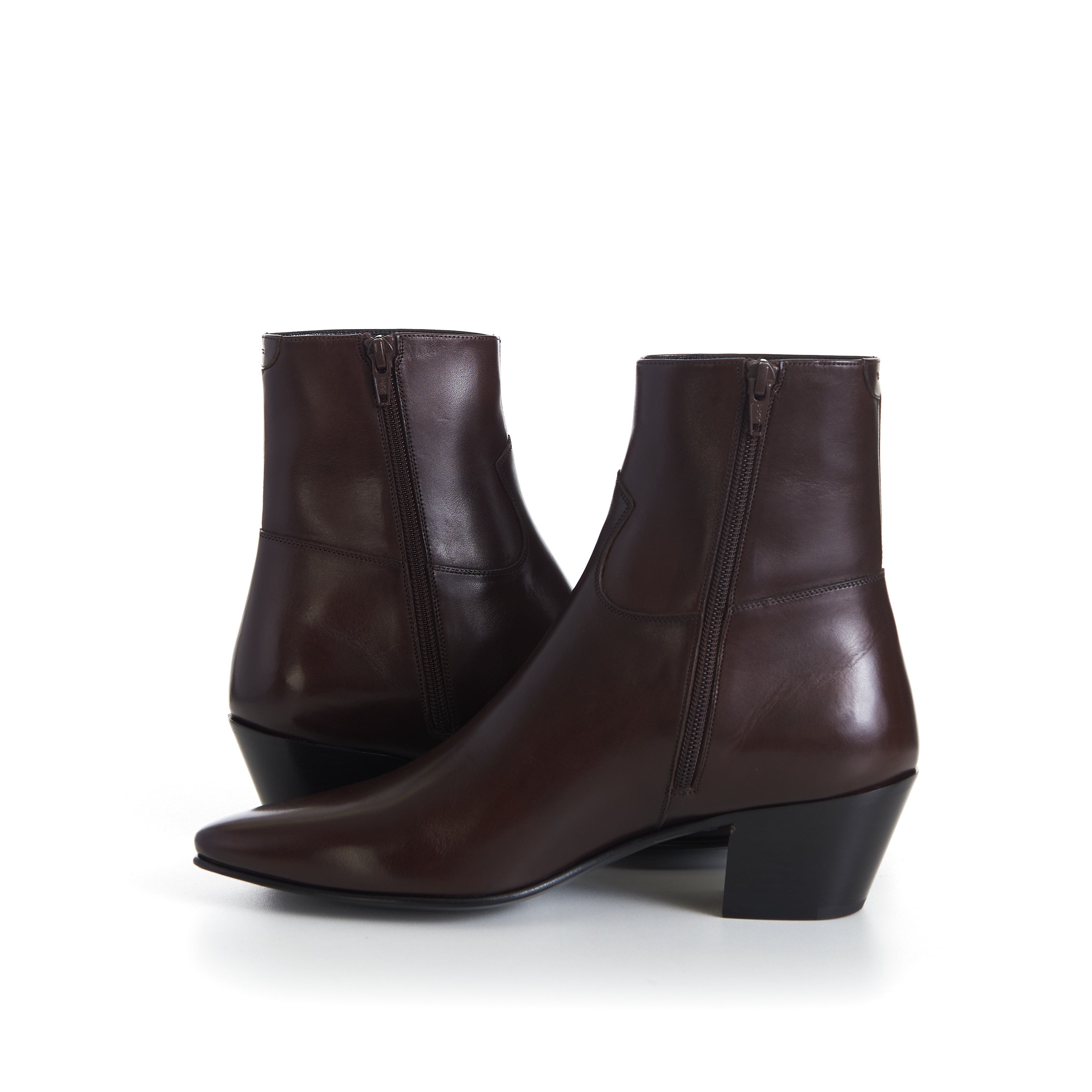 JACNO Zipped Ankle Boots - Oak Brown