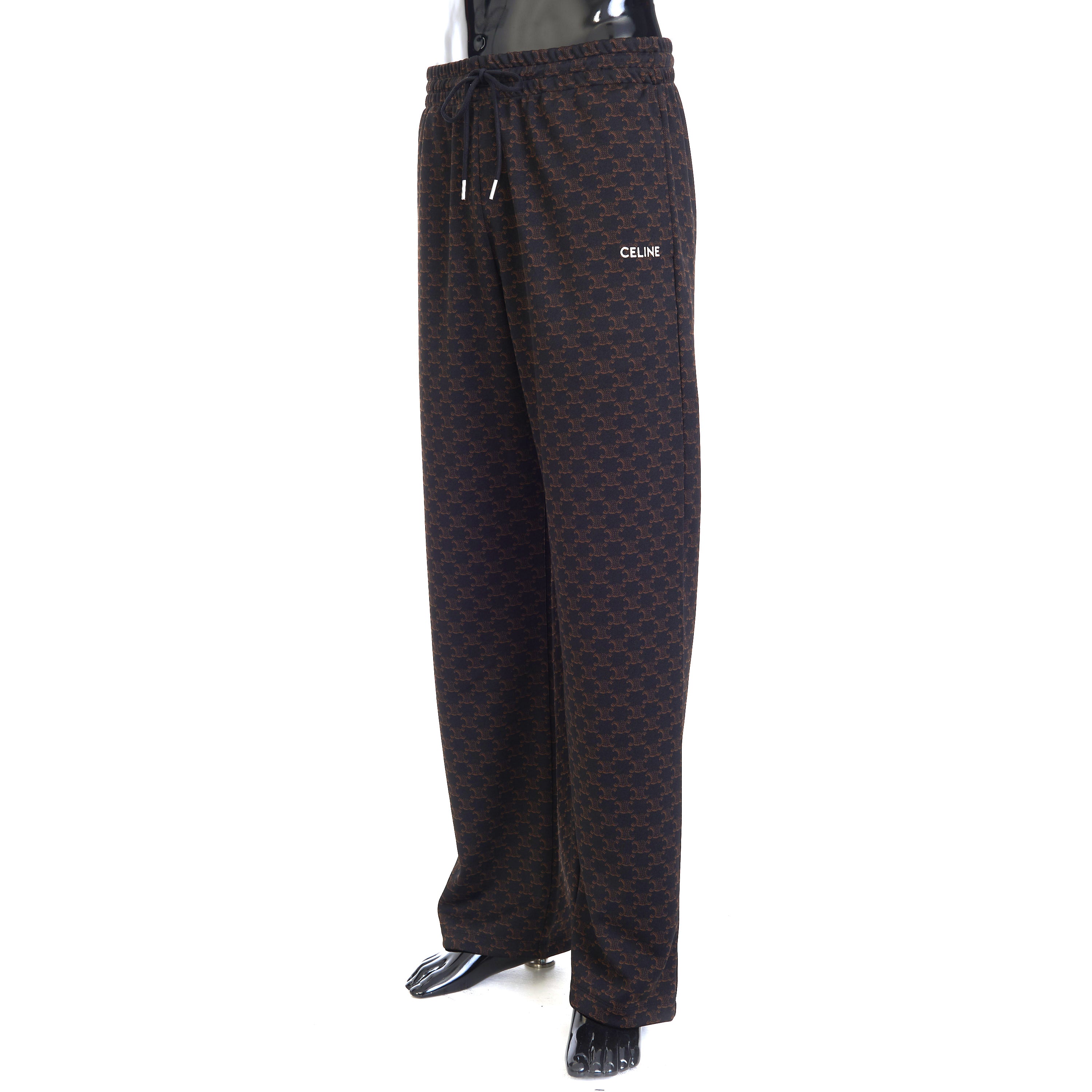 Triomphe Monogram Print Track Pants In Black & Brown Double Face Jerse –  CHIIIQ