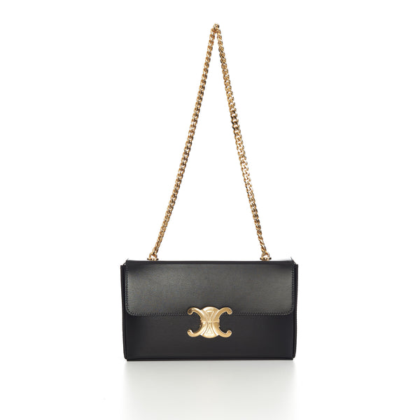 Chain Box Triomphe Bag In Black Shiny Calfskin CHIIIQ