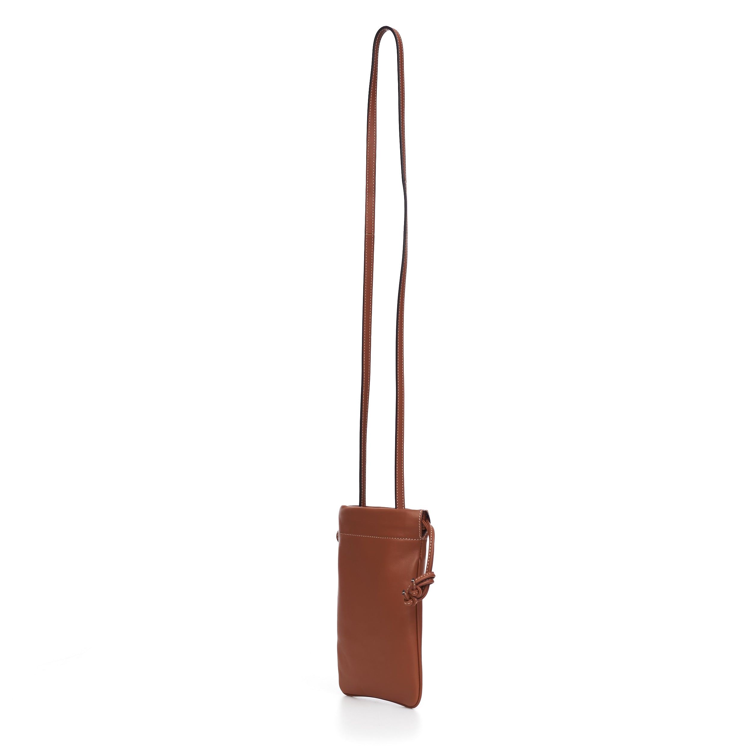 Drawstring Phone Pouch Cuir Triomphe in Smooth Lambskin Tan, Brown, One Size