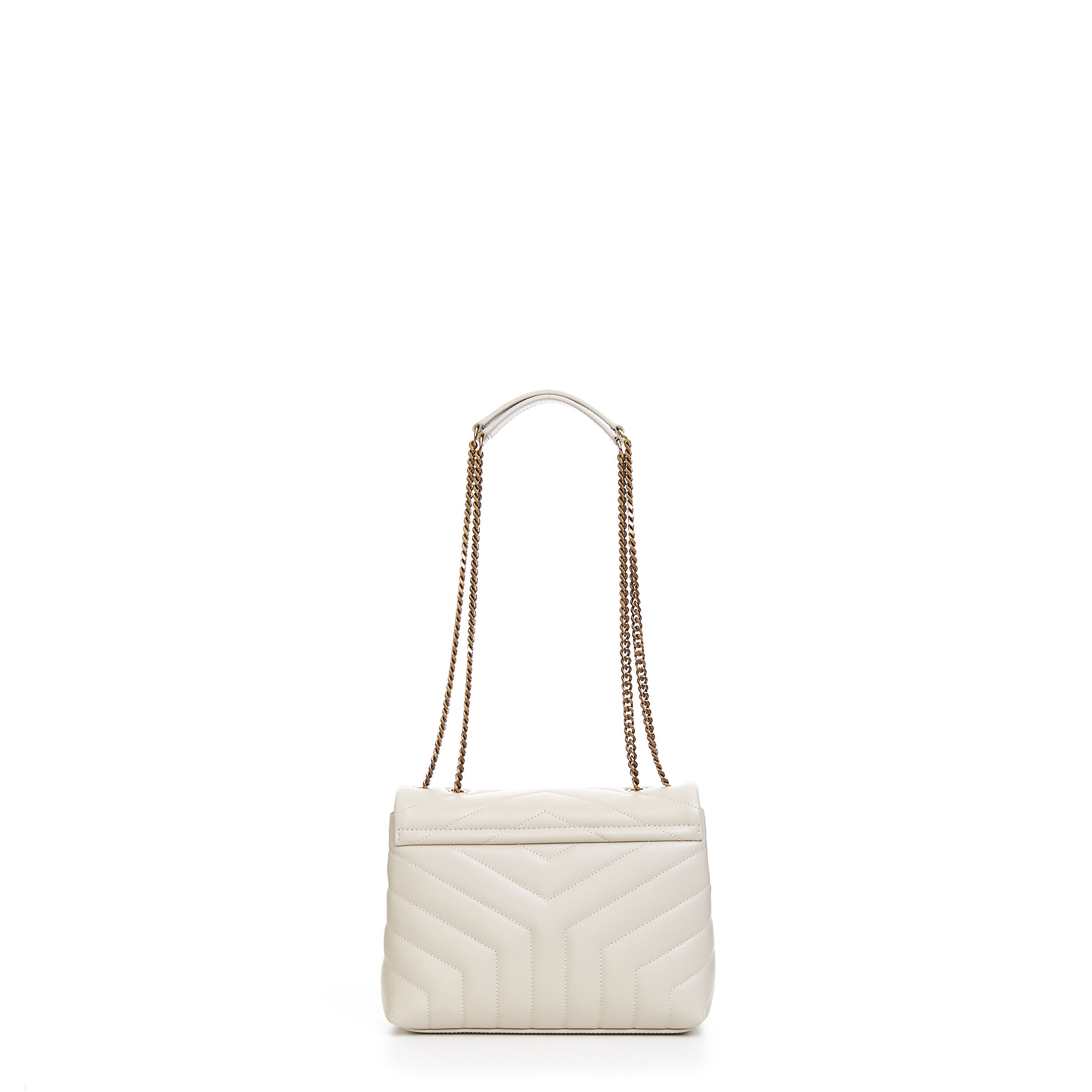 Loulou Small Leather Shoulder Bag in White - Saint Laurent