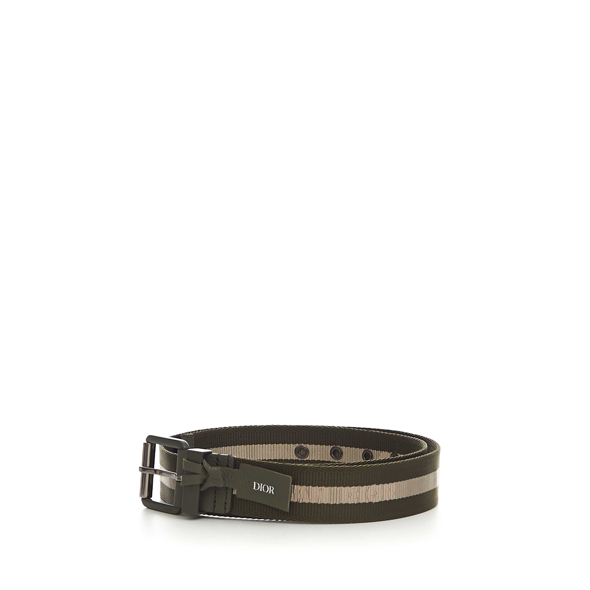 Reversible Belt Strap Black 'CHRISTIAN DIOR' Nylon Jacquard and